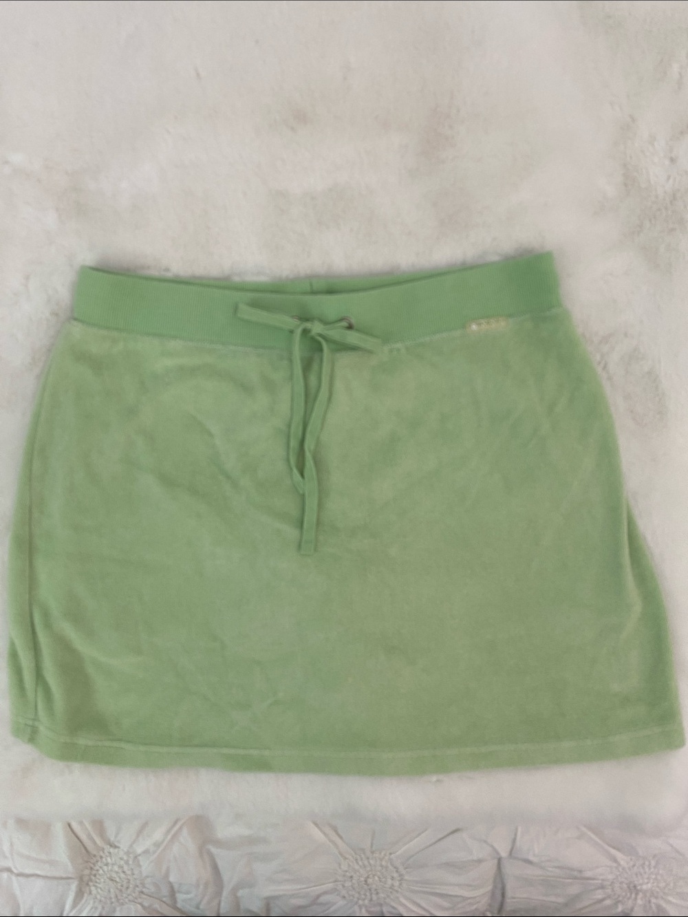 Drawstring Mini Skort  - New York Laundry - Light Green Terry